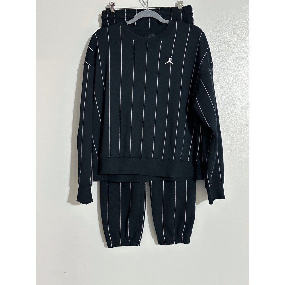 Jordan Essential Fleece Black and White Striped Women's Sweatsuit Size Small